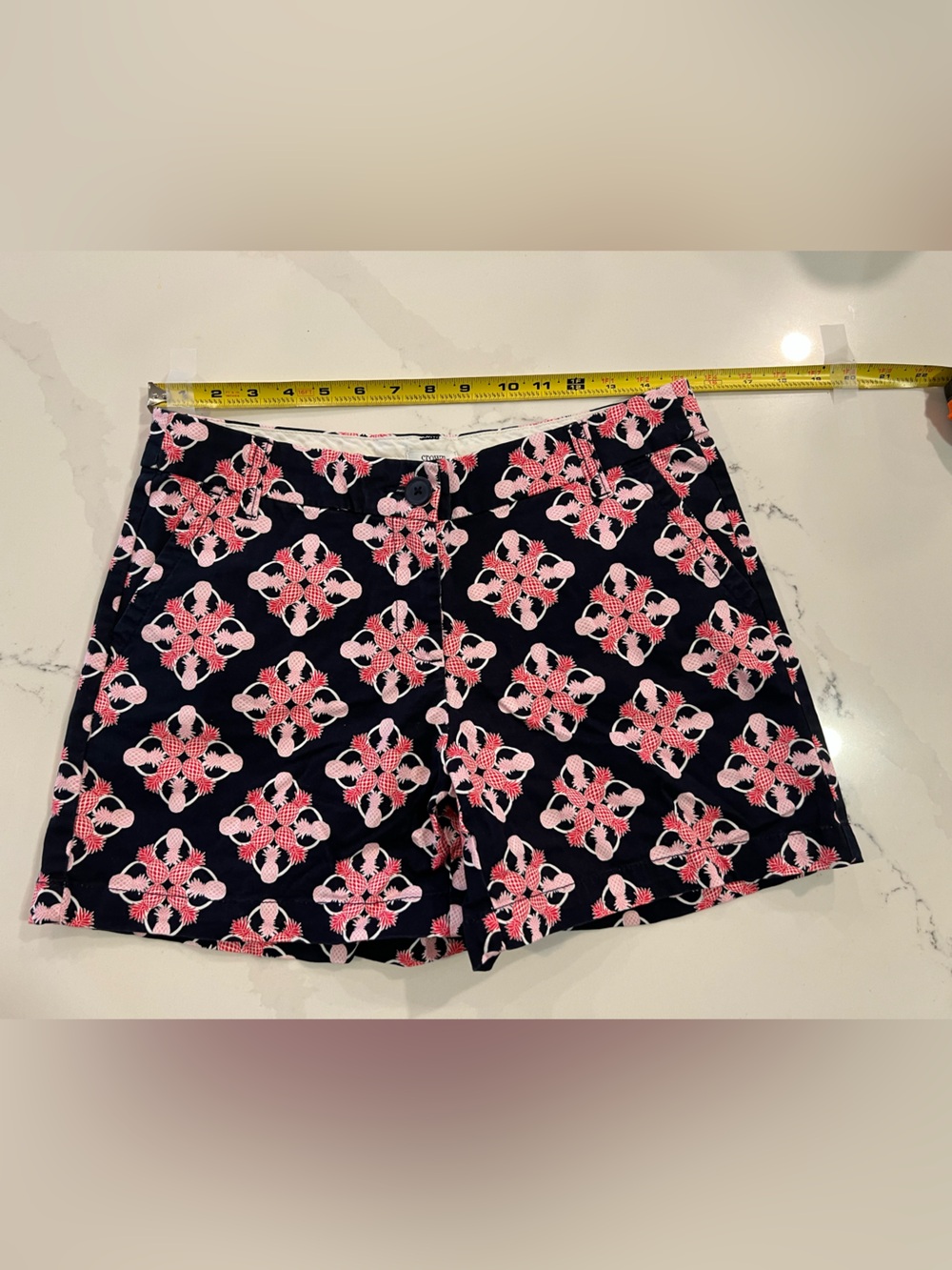 crown & ivy Navy Shorts with Pink Coral Pineapple Print 6